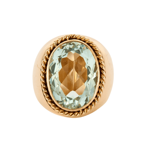 Bague 46 Bague en or jaune et  Aigue-Marine ovale facettée 58 Facettes DV4605-2