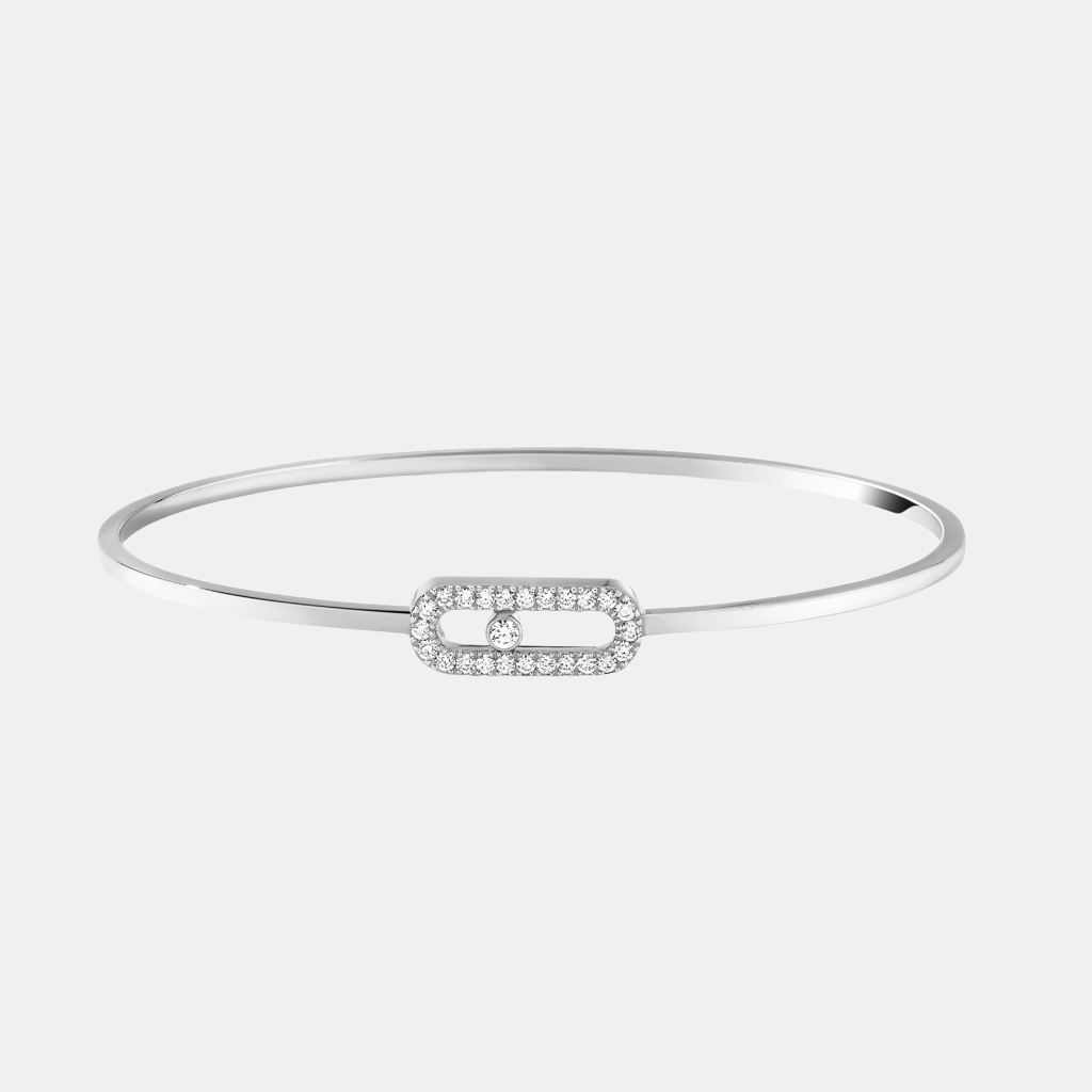 Bracelet Move Uno Pavé Flex Or blanc Diamant 0.18ct