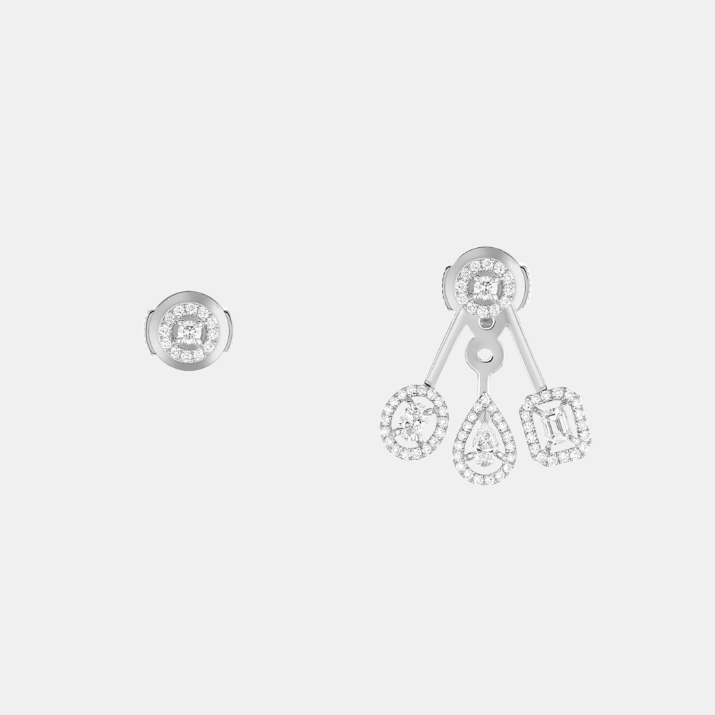 Boucles d'oreilles My Twin Trio Or blanc Diamant 0.1ct