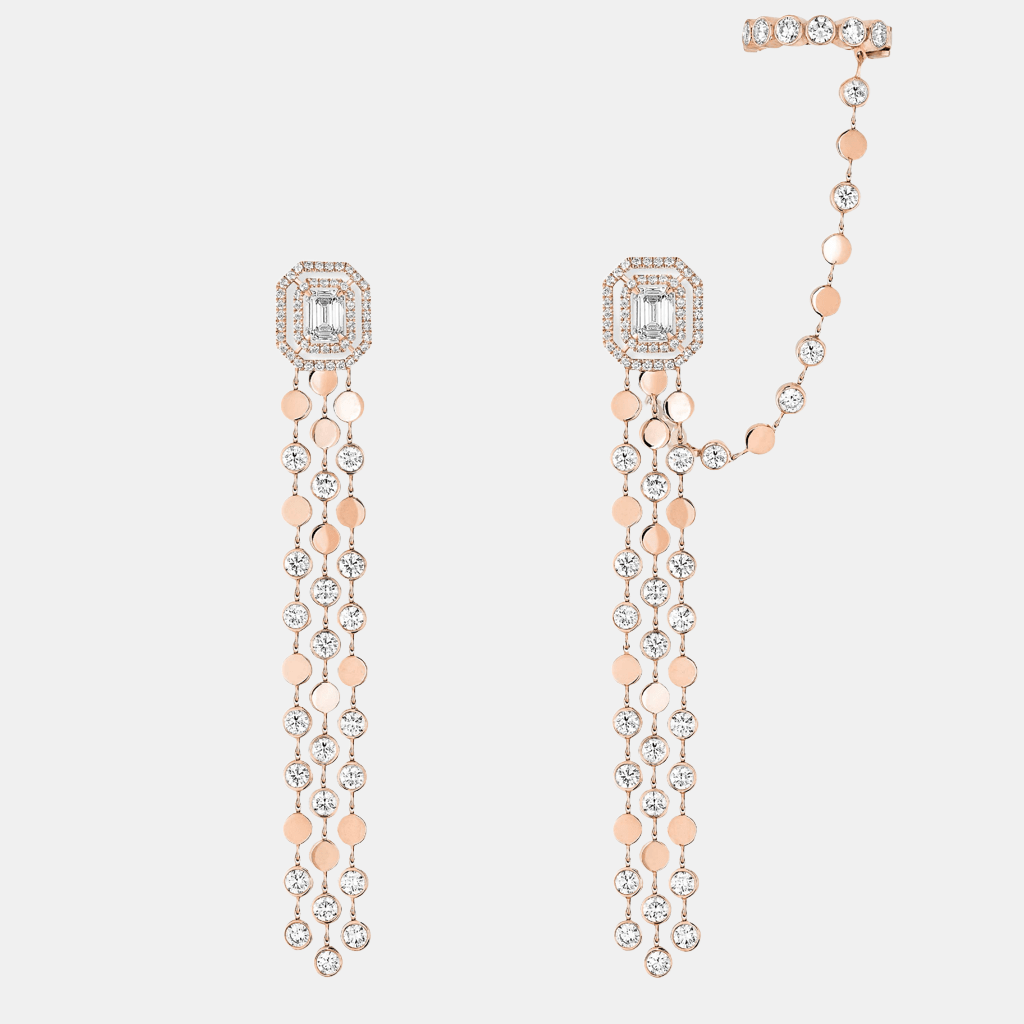 Boucles d'oreilles D-Vibes Multi Rangs Or rose Diamant 0.3ct