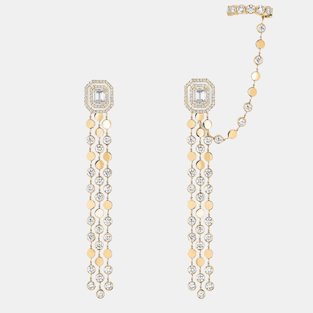 Boucles d'oreilles D-Vibes Multi Rangs Or jaune Diamant 0.3ct