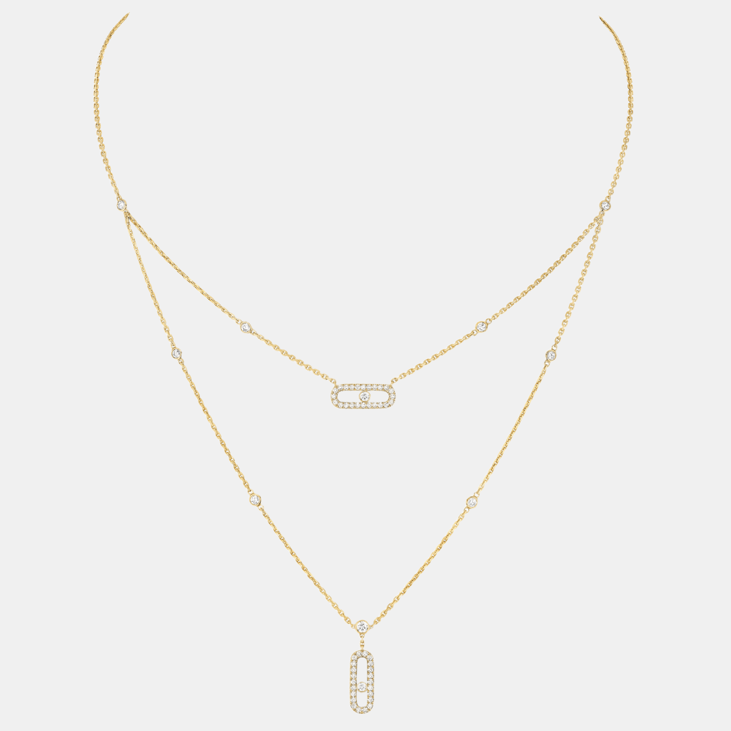Collier Move Uno 2 Rangs Pavé Or jaune Diamant 0.5ct