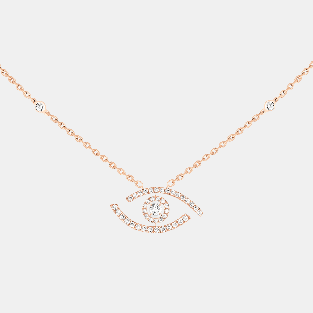 Collier Lucky Eye Pavé Or rose Diamant 0.03ct
