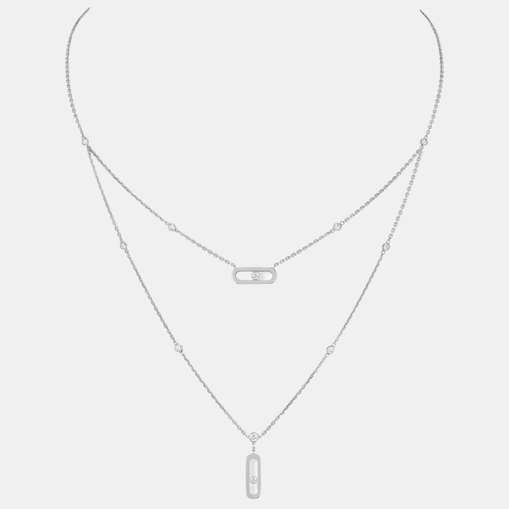 Collier Move Uno 2 Rangs Or blanc Diamant 0.2ct