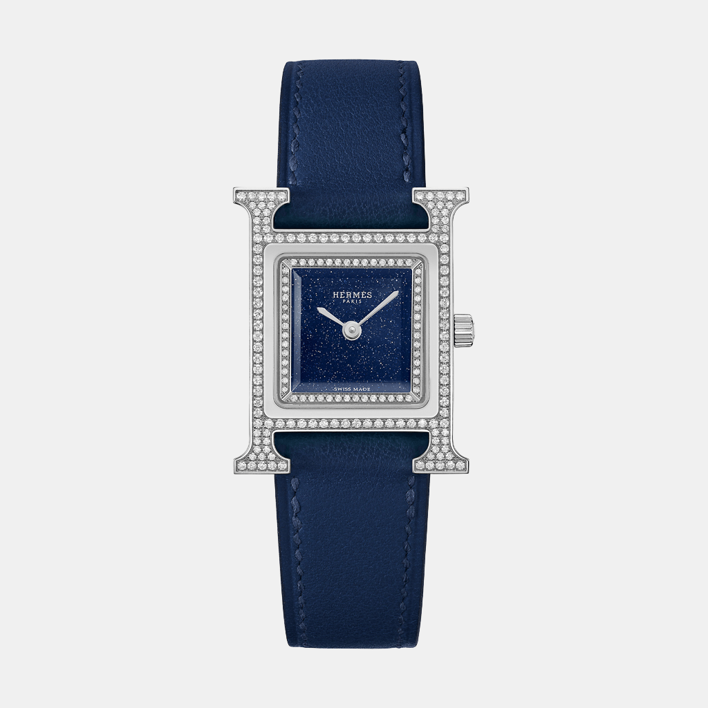 Montre Heure H Petit modèle, 25 mm Quartz Acier Diamant 0.45 ct