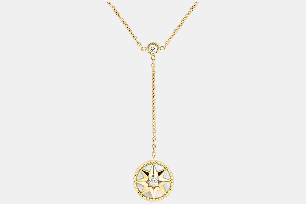 Collier Rose des Vents Or jaune Diamant 0.10 ct