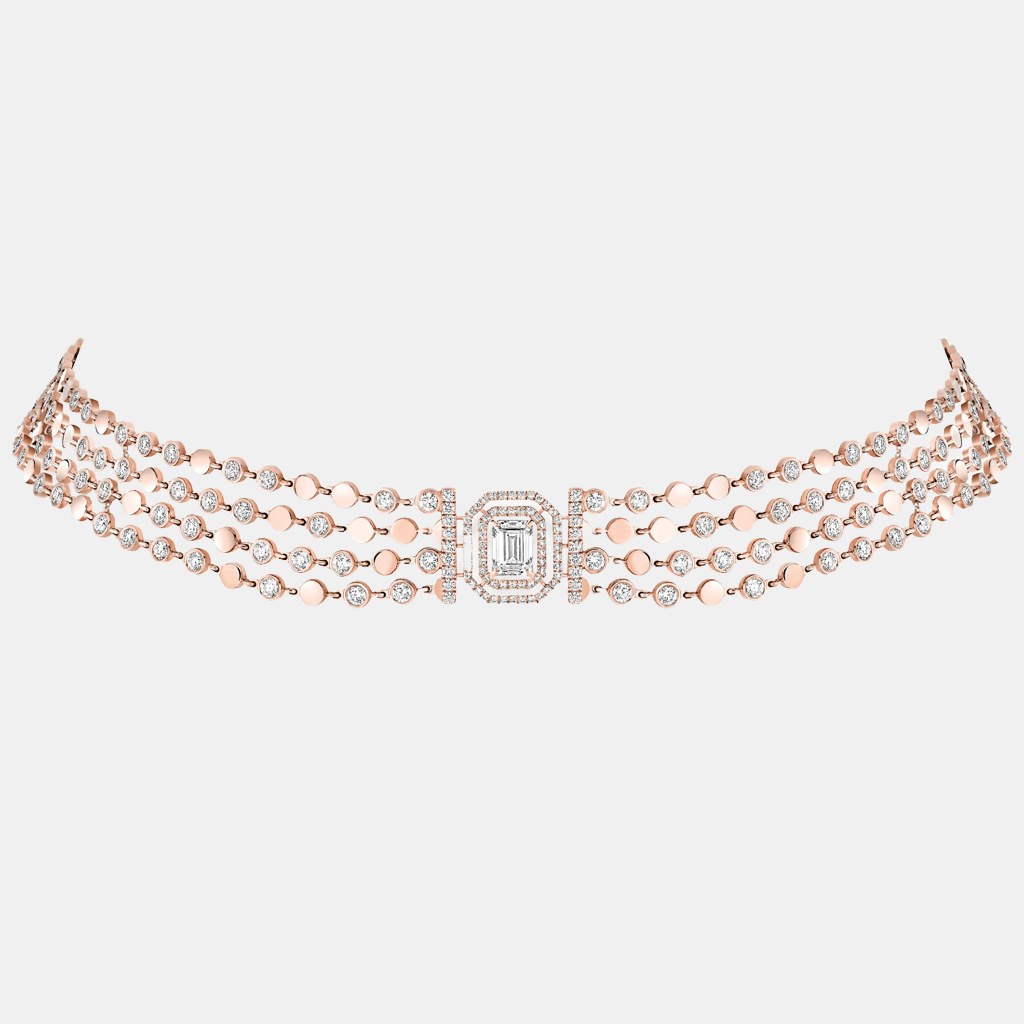 Collier D-Vibes Multi Rangs Or rose Diamant 0.8ct