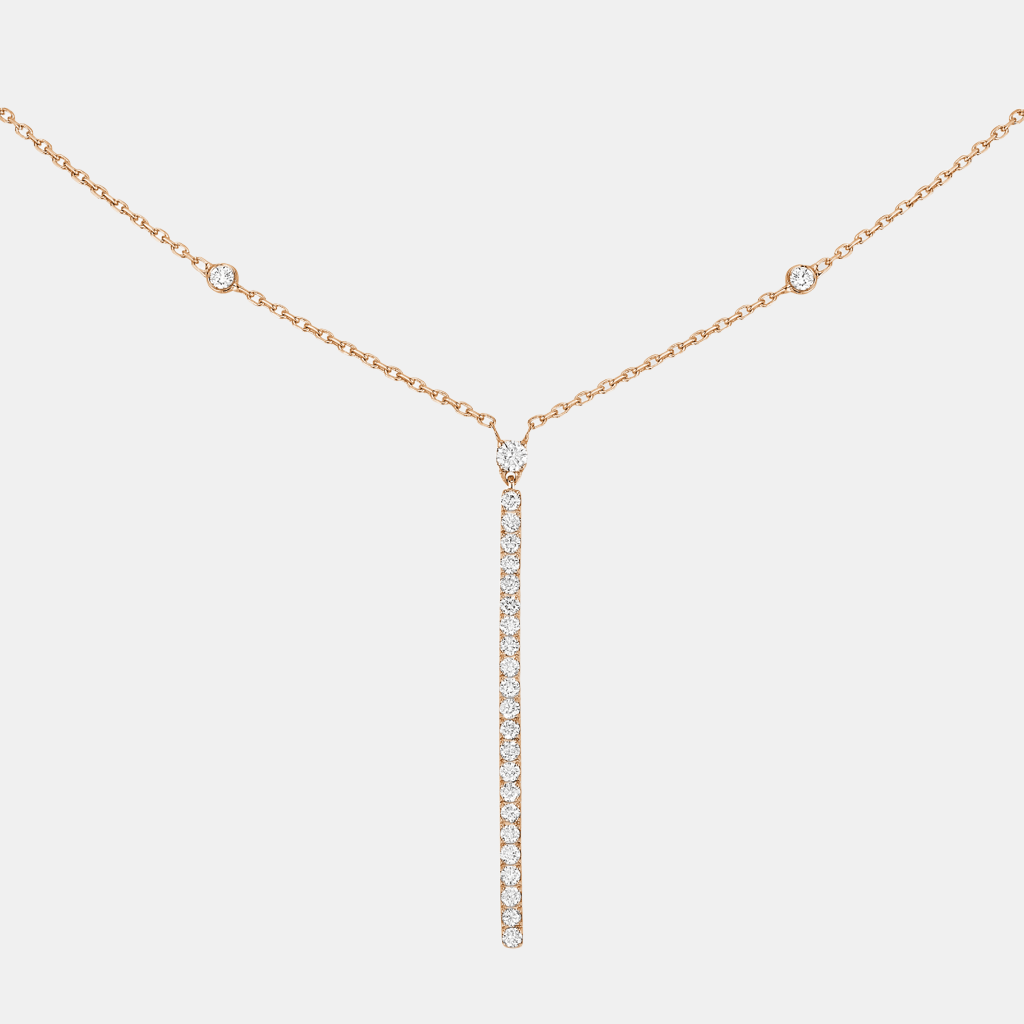 Collier Gatsby Verticale Or rose Diamant 0.38ct