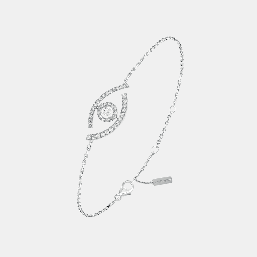 Bracelet Lucky Eye Pavé Or blanc Diamant 0.22ct