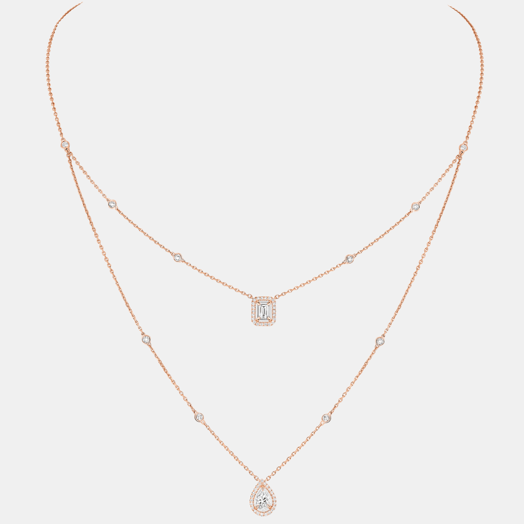 Collier My Twin 2 Rangs Or rose Diamant 2x0.4ct