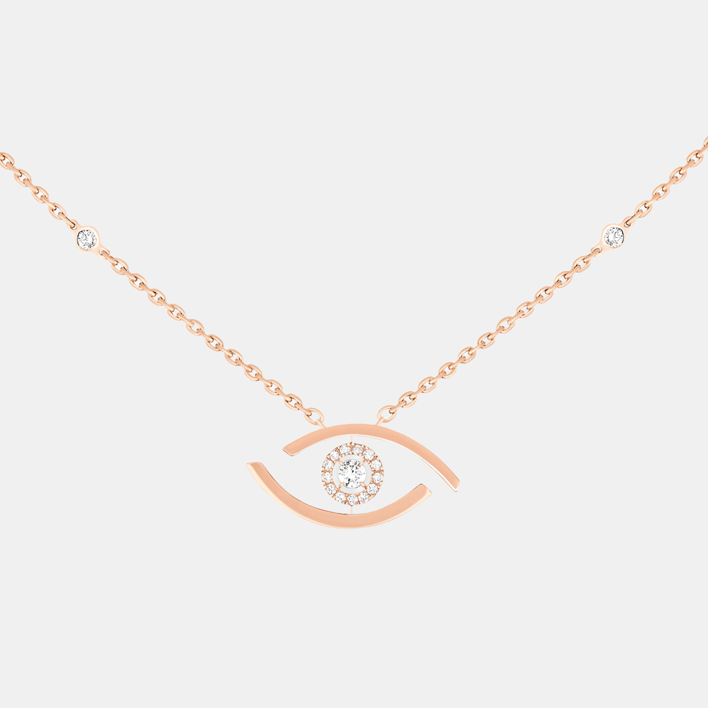 Collier Lucky Eye Or rose Diamant 0.16ct