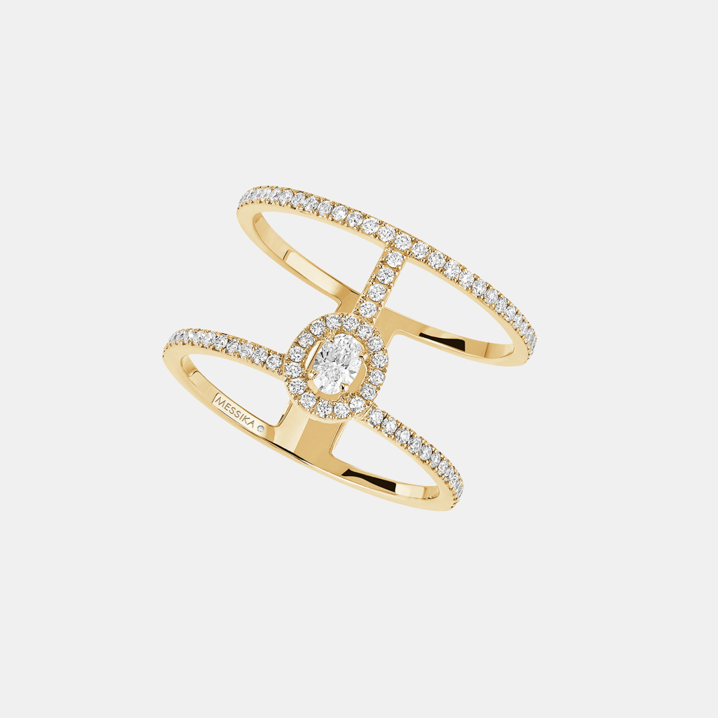 Bague Glam'Azone 2 Rangs Pavé Or jaune Diamant 0.1ct