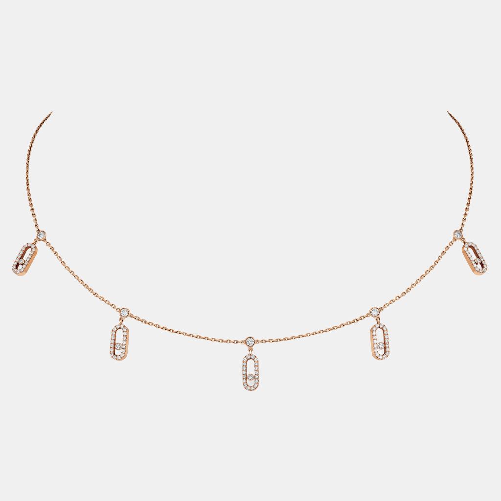 Collier Move Uno Pavé Pampille Or rose Diamant 0.61ct