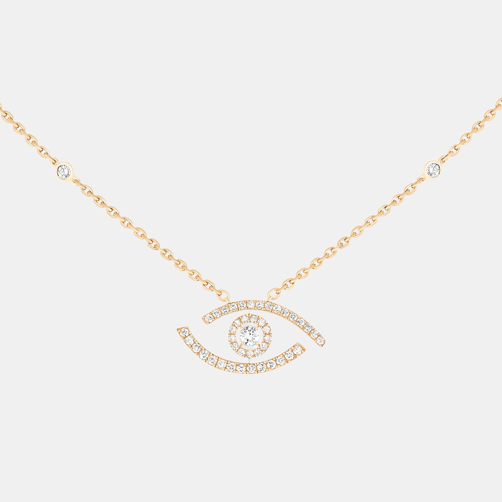 Collier Lucky Eye Pavé Or jaune Diamant 0.3ct