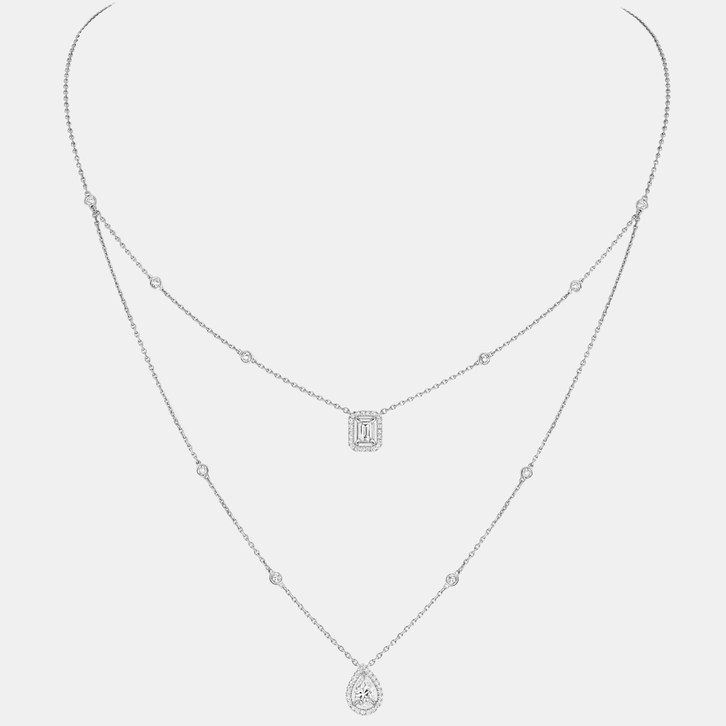 Collier My Twin 2 Rangs Or blanc Diamant 2x0.4ct