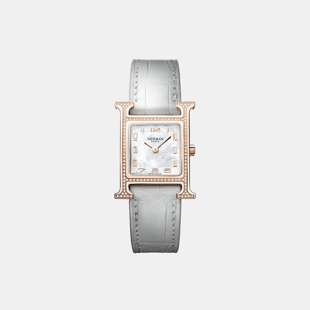 Montre Heure H Petit modèle, 25 mm Quartz Or rose Diamant 0.24 ct