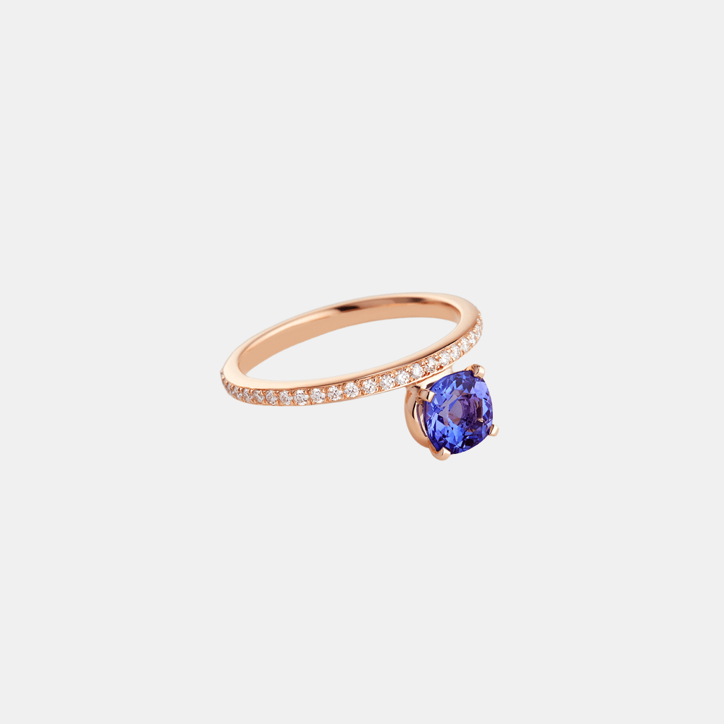 Bague Grand Jeté Moyen modèle, Tanzanite 1ct Or rose Diamant 0.23 ct