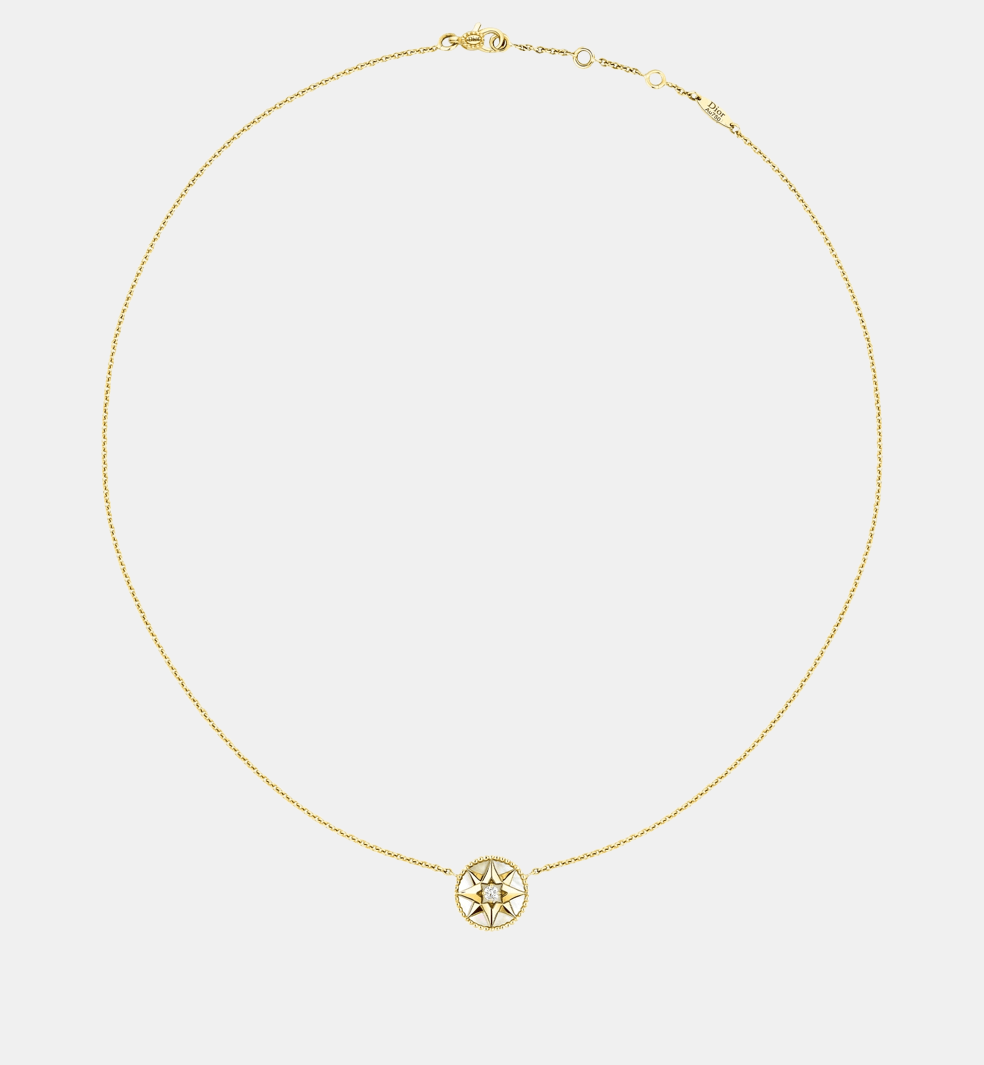Collier Rose des Vents Or jaune Diamant 0.04 ct
