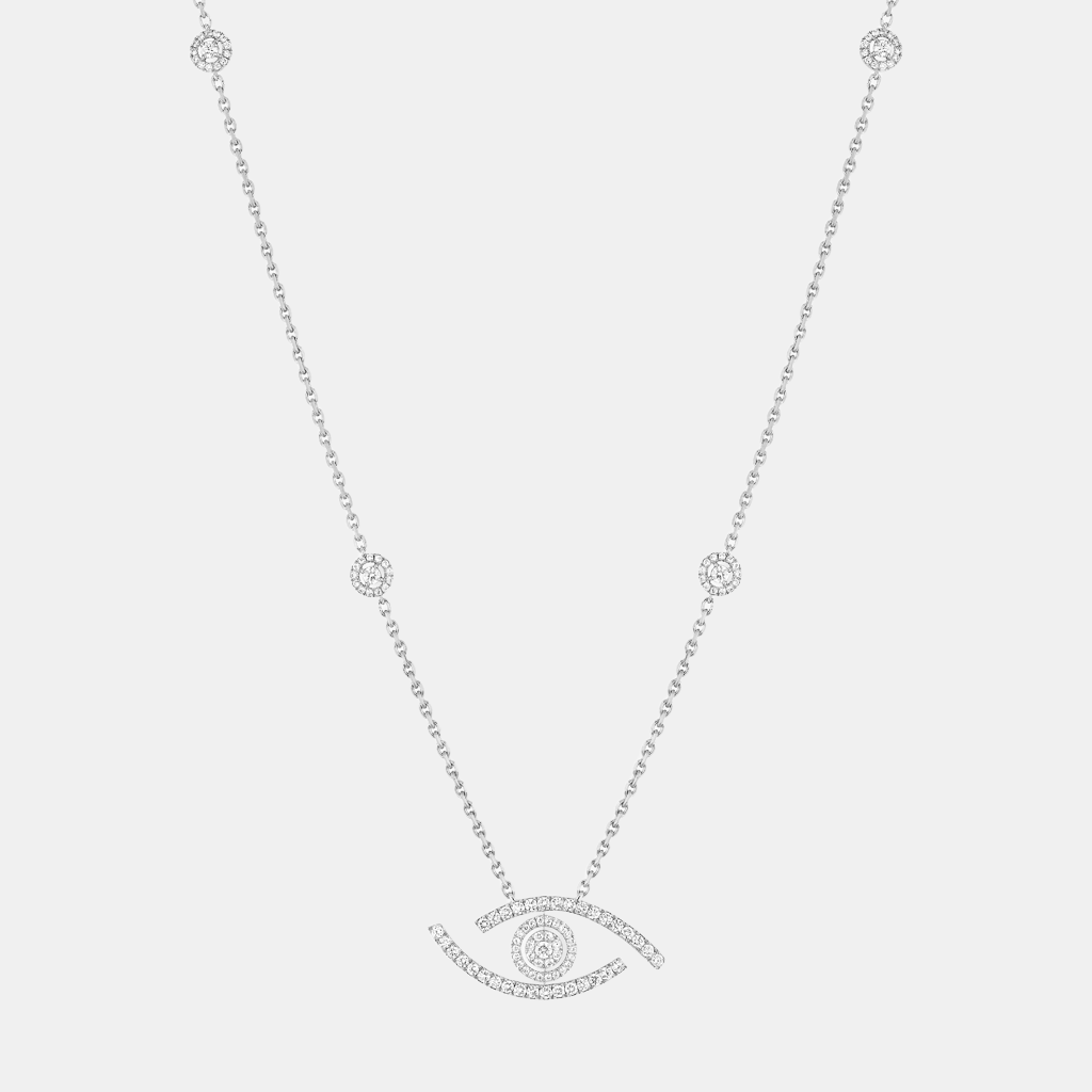 Collier Lucky Eye Pavé L Or blanc Diamant 1.3ct