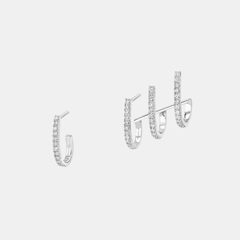 Boucles d'oreilles Gatsby Multi-Créoles Or blanc Diamant 0.22ct