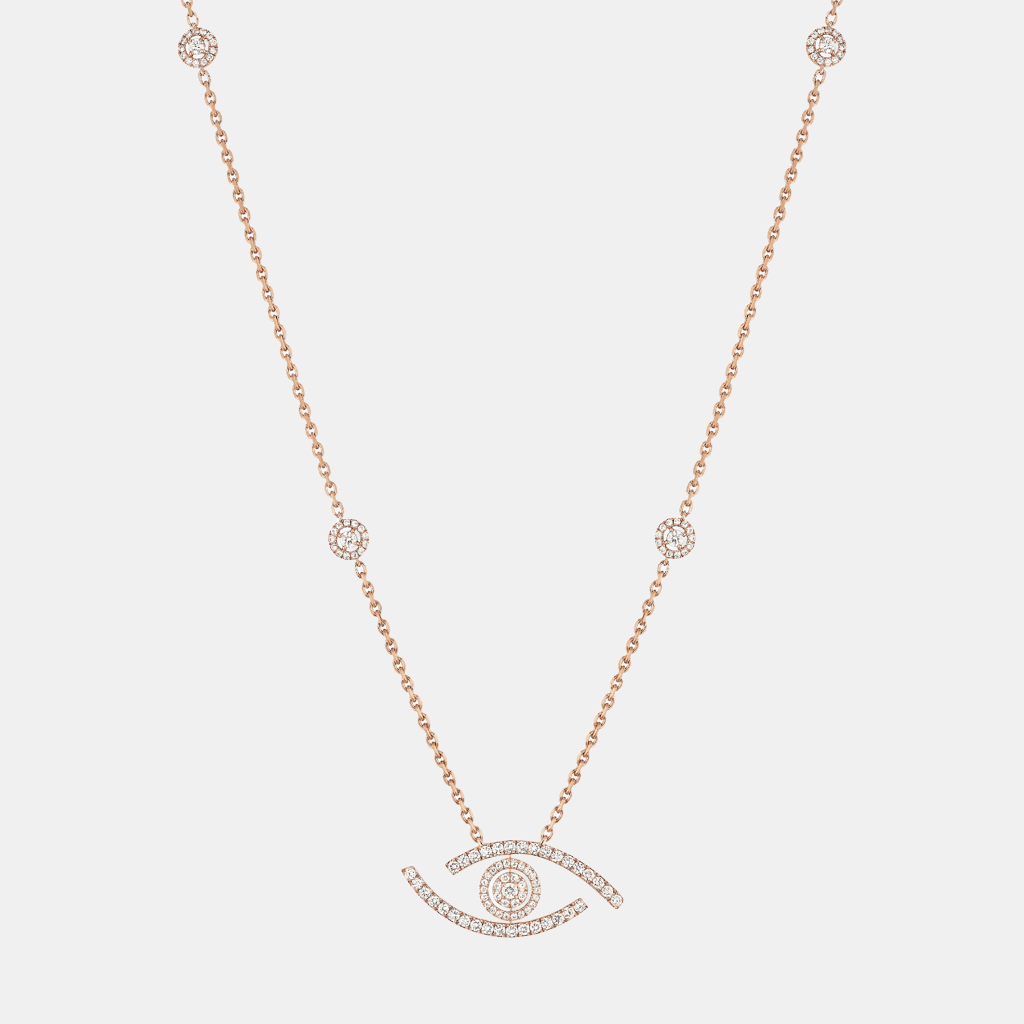 Collier Lucky Eye Pavé L Or rose Diamant 0.03ct