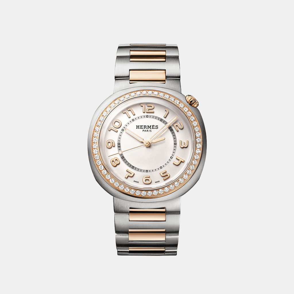 Montre Hermès cut Grand modèle, 36 mm Mécanique Acier Diamant 0.834 ct