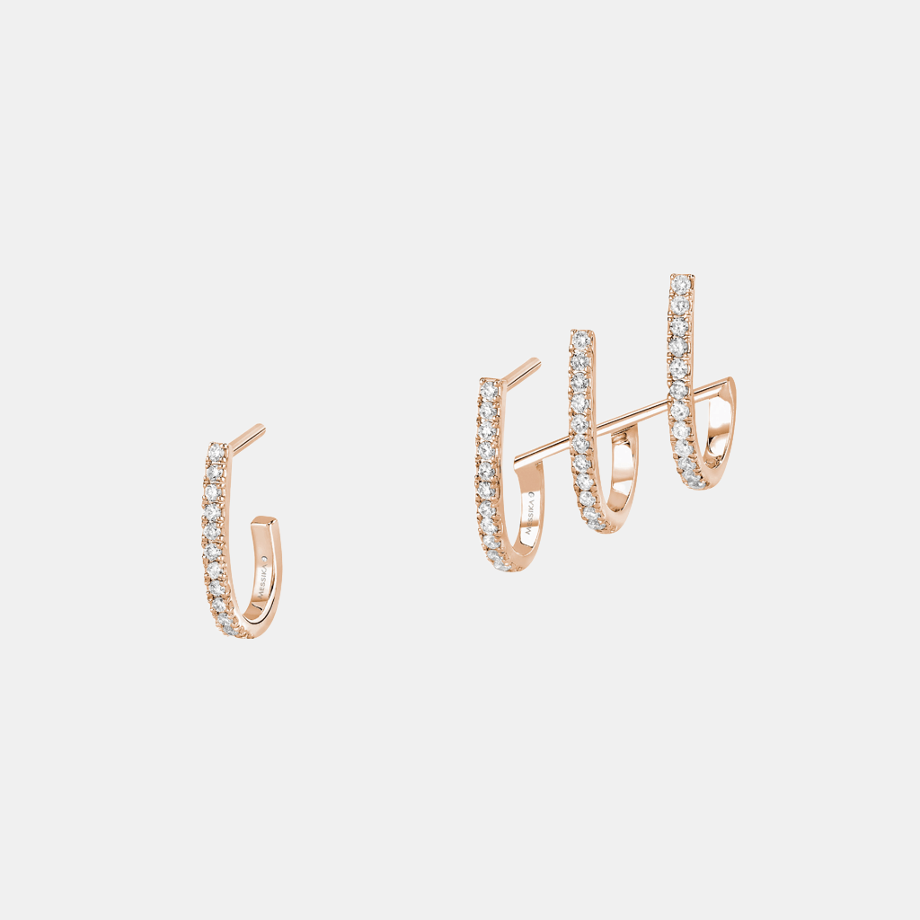 Boucles d'oreilles Gatsby Multi-Créoles Or rose Diamant 0.22ct