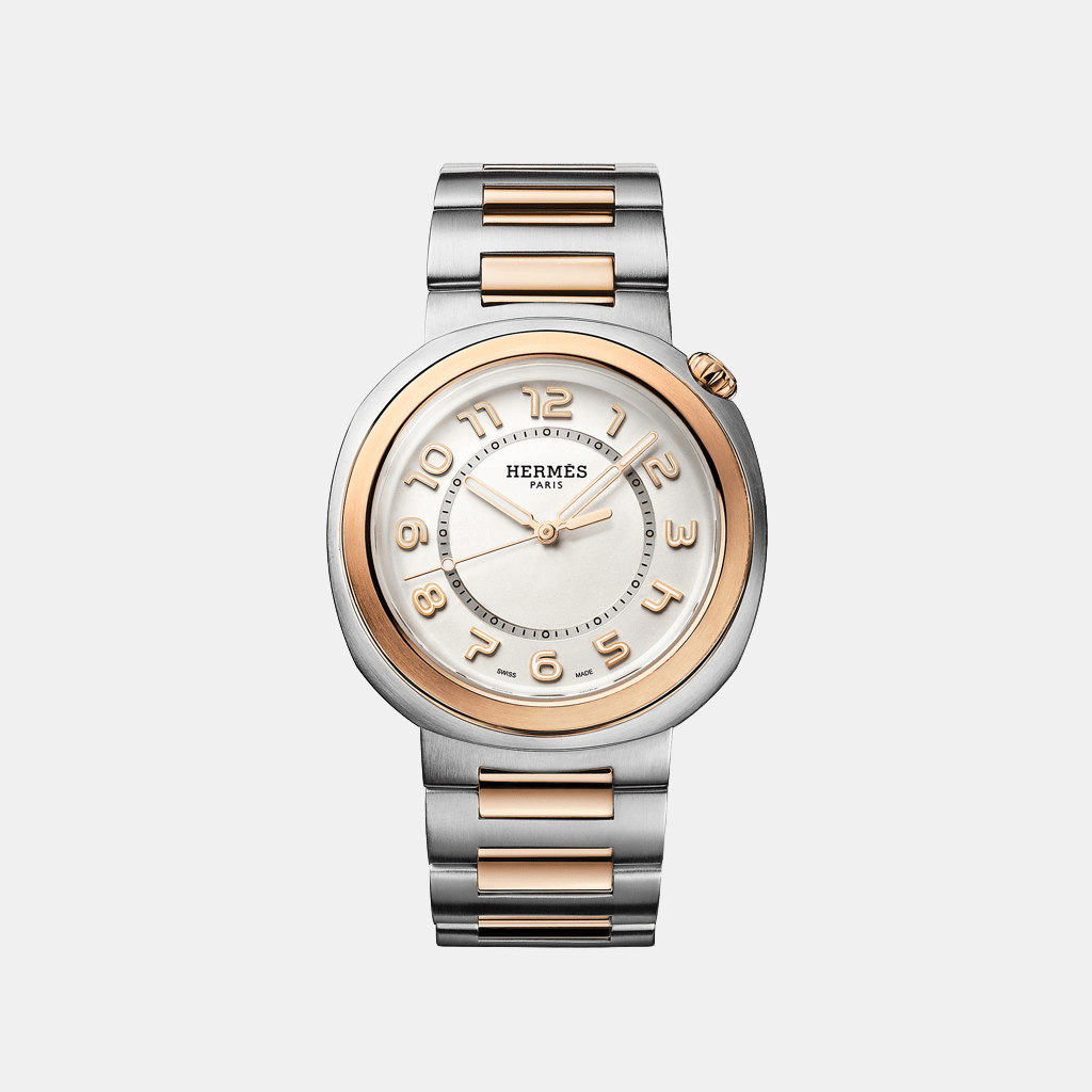 Montre Hermès cut Grand modèle, 36 mm Mécanique Acier et or rose  