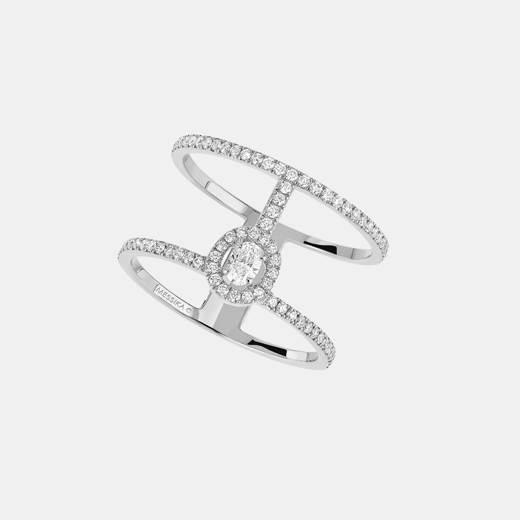 Bague Glam'Azone 2 Rangs Pavé Or blanc Diamant 0.1ct