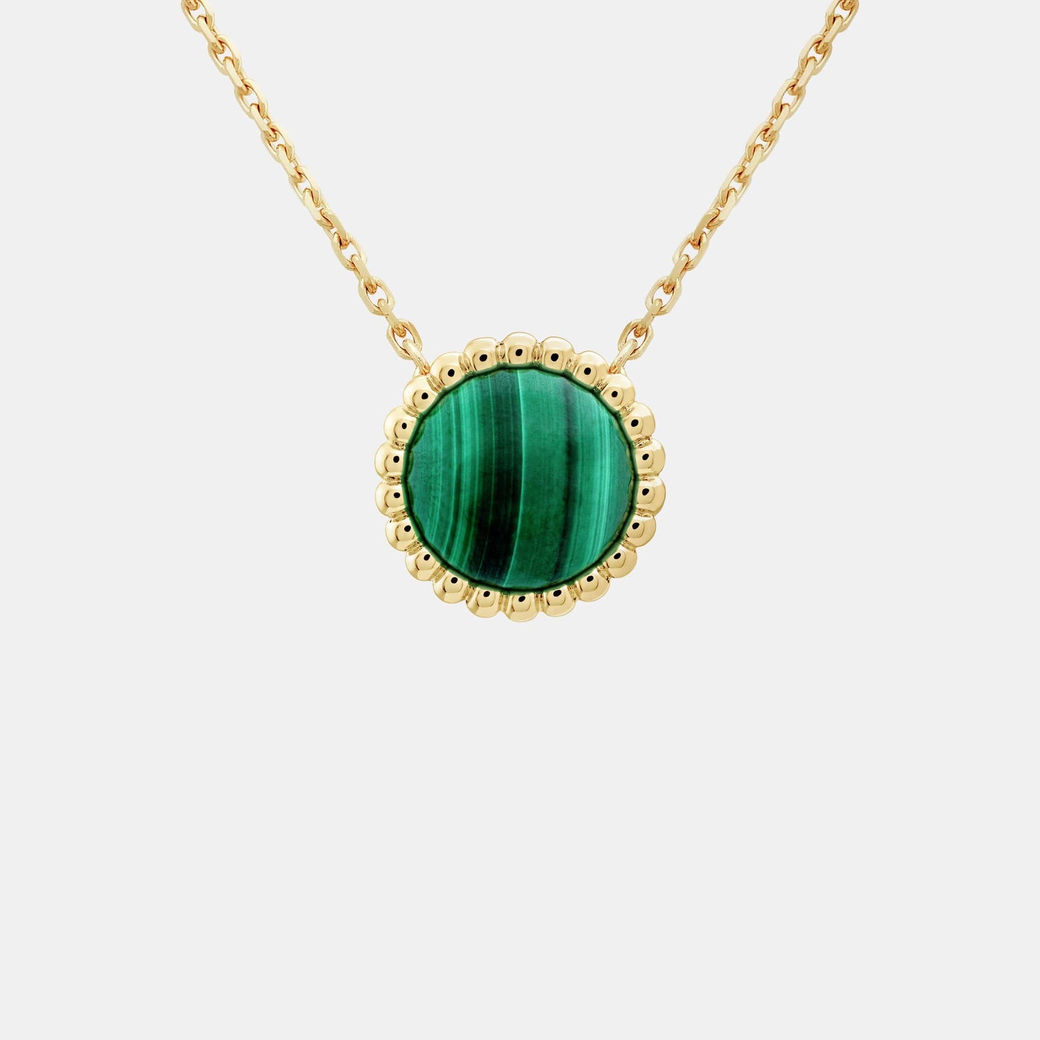 Pendentif Perlée Or jaune Malachite 