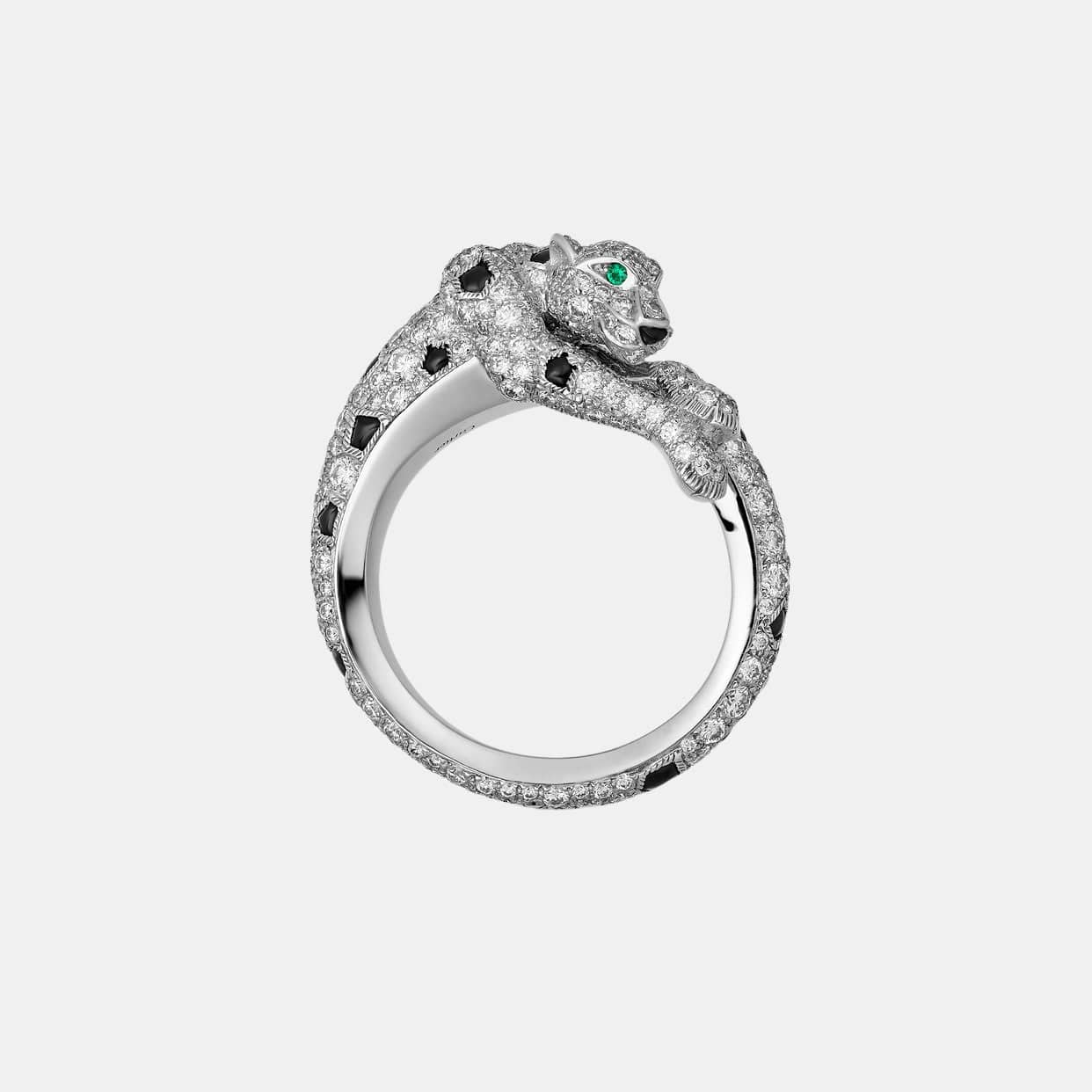 Bague Panthère Or blanc Mixte