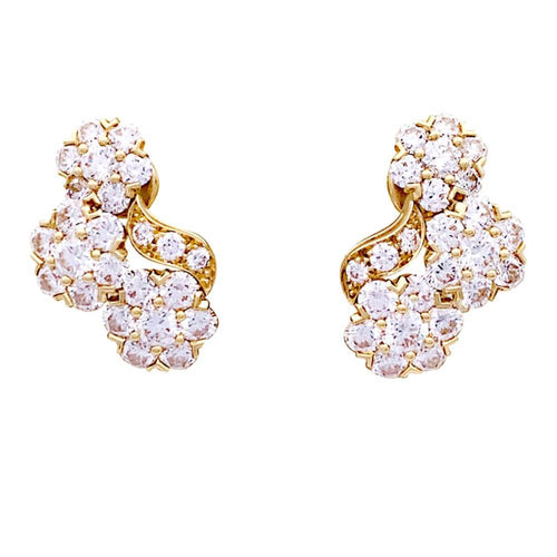 Boucles d'oreilles Van Cleef & Arpels Snowflake - Boucles d’oreilles en or jaune et diamants 58 Facettes 33554