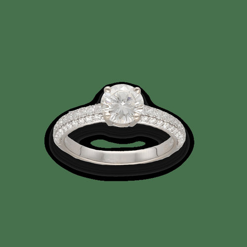 Bague 53 Solitaire - Bague en or gris 18k avec diamants, taille 53 58 Facettes FB11204 / FB11064