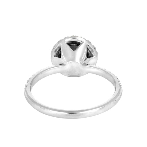 Bague 54 Solitaire - Bague en or gris 18 carats et diamants blancs et noirs 58 Facettes 31E00644