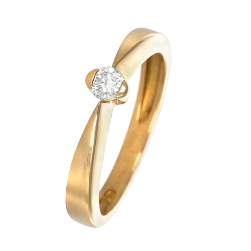 Bague 54 Solitaire - Bague en or jaune 750 avec diamant 0,15 ct 58 Facettes 61000003