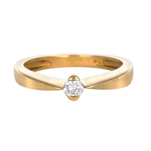 Bague 54 Solitaire - Bague en or jaune 750 avec diamant 0,15 ct 58 Facettes 61000003