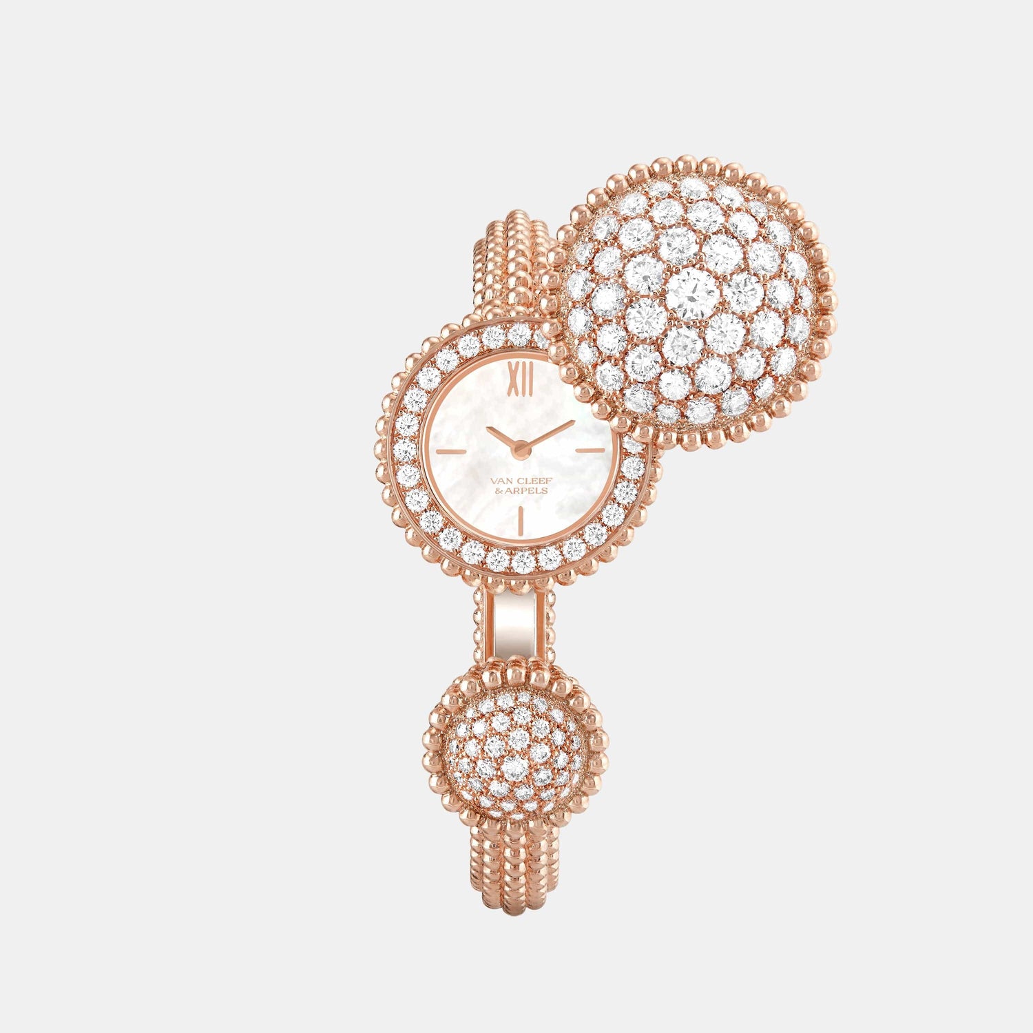 Montre Perlée Or rose Diamant 5.45ct