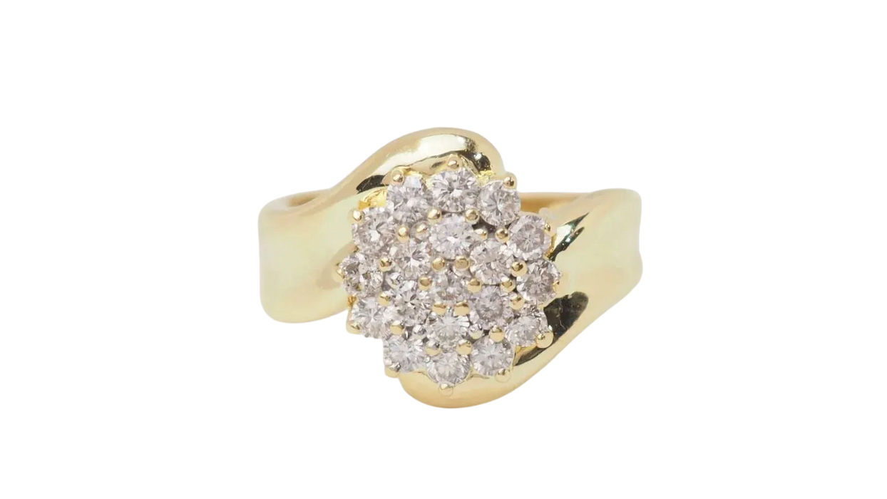 Pavé-Ring aus Gelbgold und Diamanten