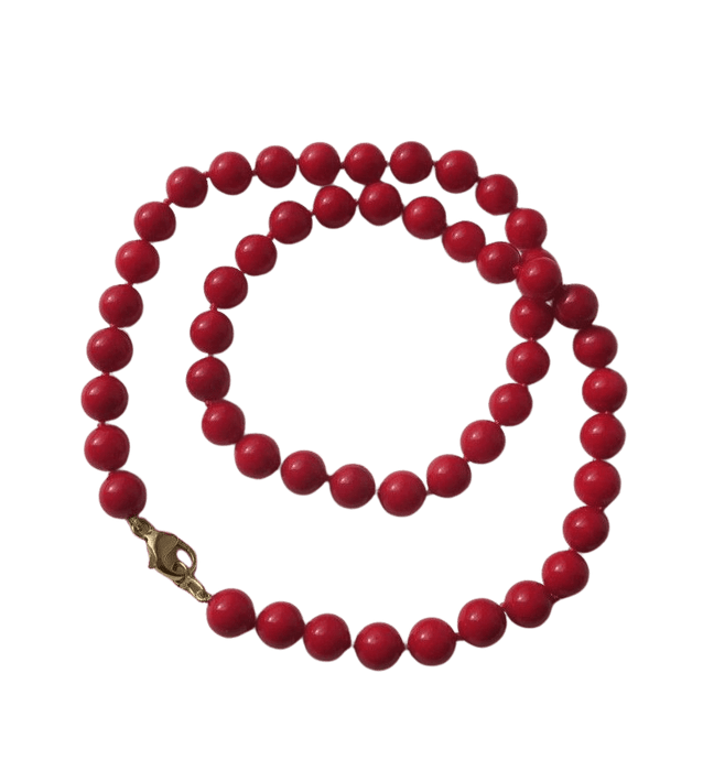 Collier Collier choker corail rouge fermoir or 58 Facettes