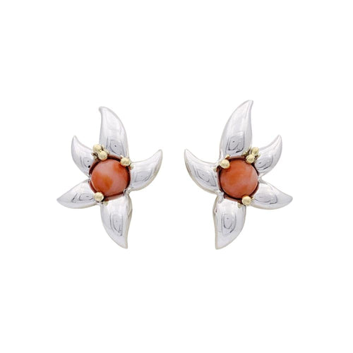 Boucles d'oreilles Tiffany & Co. - Parure clips d’oreilles et broche en or jaune, argent et corail 58 Facettes 33458