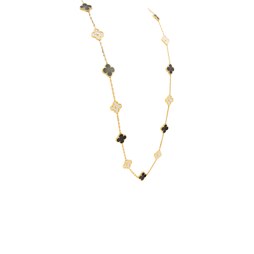 Collier Van Cleef & Arpels Vintage Alhambra - Sautoir en or rose nacre et diamants 58 Facettes 35305