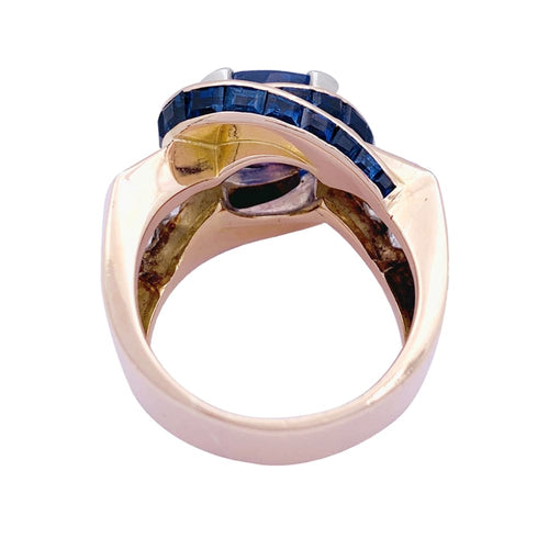 Bague 60 Bague Tank en or rose, platine, diamants et saphirs 58 Facettes 33460
