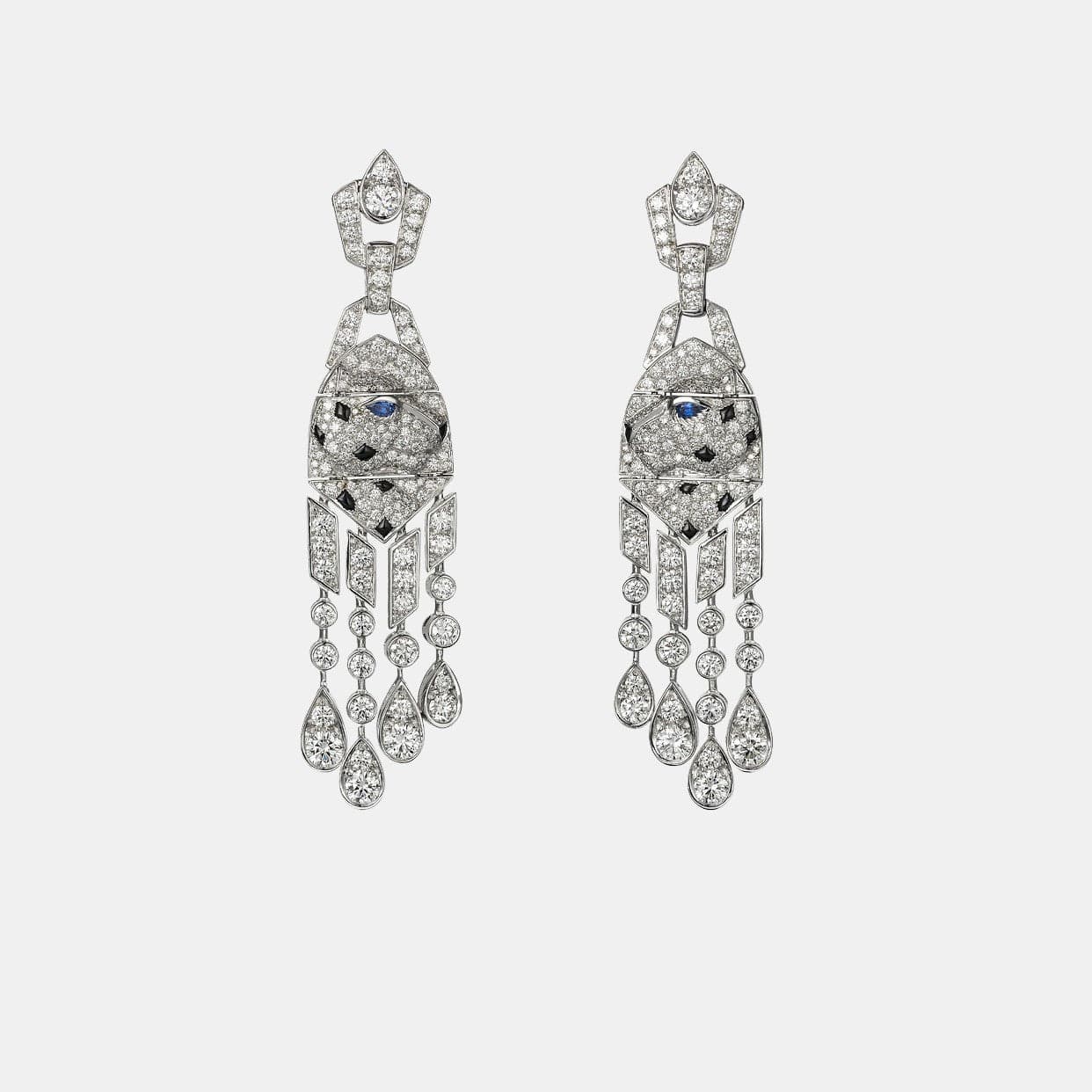Boucles d'oreilles Panthère Platine Diamant