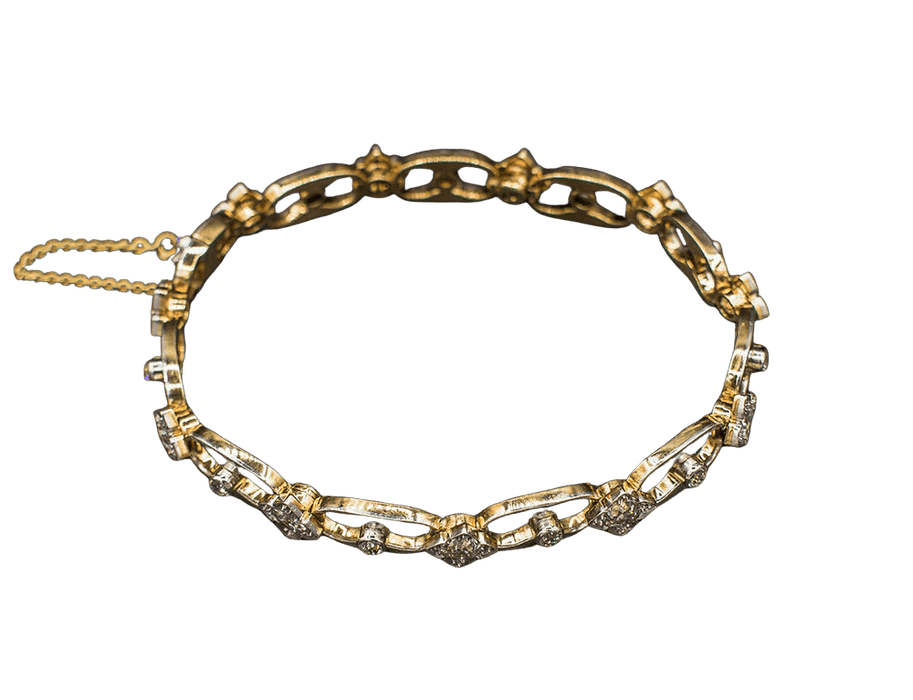 Bracelet Bracelet 1950 or jaune, platine, diamants 58 Facettes A8919