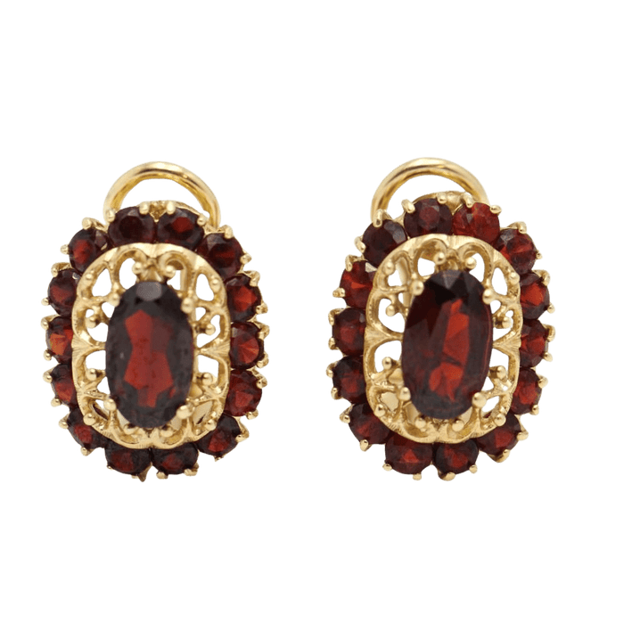 Boucles d'oreilles boucles d'oreilles rosace en or jaune avec grenats 58 Facettes E363590