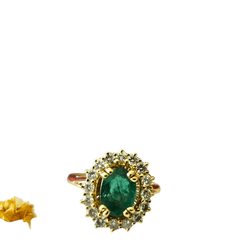 Bague 54 Bague marguerite or jaune émeraude diamants 58 Facettes 7302