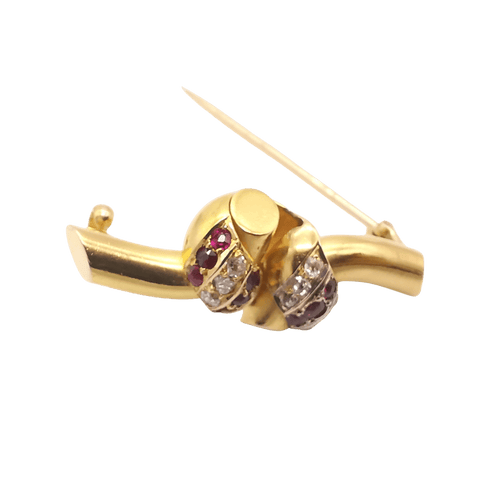 Broche Broche or diamants et rubis 58 Facettes