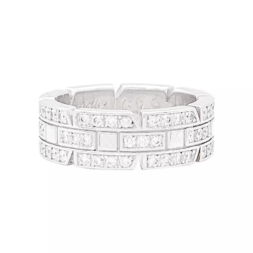 Bague 48 Cartier Tank Française - Bague en or blanc sertie de diamants 58 Facettes 33676