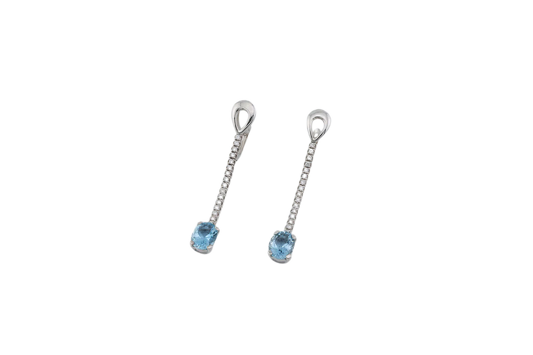 White gold earrings with diamonds and aquamarine