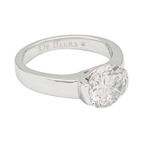 Bague 50 De Beers - Bague solitaire en platine 950 sertie d’un diamant 1,82 ct 58 Facettes 31889